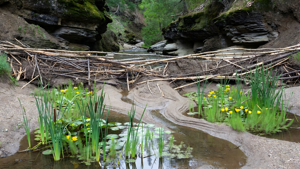 Beaver Dam Construction Reshaping Sediment Patterns and Micro-Wetland Habitats in Narrow Ravine Systems
